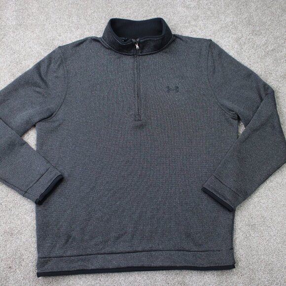 Under Armour Golf Sweatshirt Mens Large Gray 1/2 Zip Loose Fit Pullover Stretch - Picture 1 of 14
